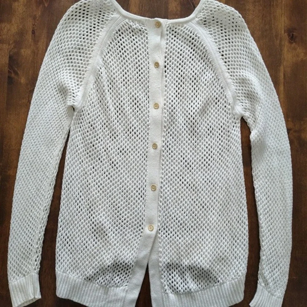 Michael Kors Blouse Womens Size XS Long Sleeve Ivory Knitted Coachella Boho Edgy